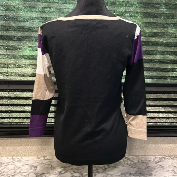 Carol Rose Women’s Colorblock 3/4 Sleeve Crewneck Sweater Petite Small - Picture 3 of 7